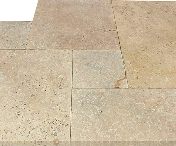 Rustic Ivory Tumbled Versailles Pattern Paver_TILE EXTERIOR STONE PAVERS SPK-040 regiontile.com