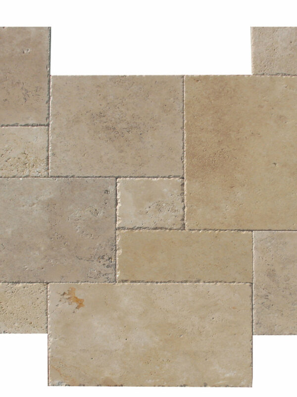 Ivory Versailles Pattern Chiseled and Brushed_Ivory Tumbled_TILE-FIETILE FIELD TILE SSK-701 regiontile.com