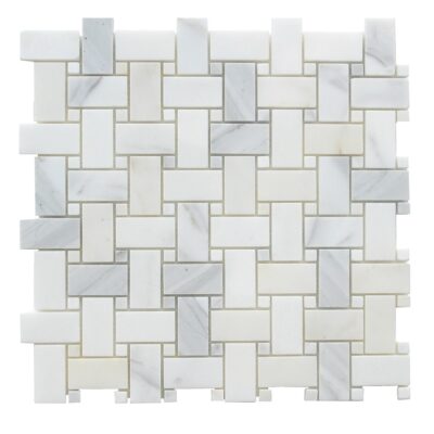 Calacutta Basketweave_TILE MOSAICS MARBLE LIMESTONE SSH-270 regiontile.com