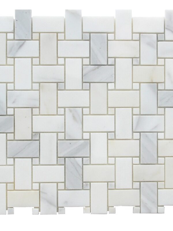 Calacutta Basketweave_TILE MOSAICS MARBLE LIMESTONE SSH-270 regiontile.com