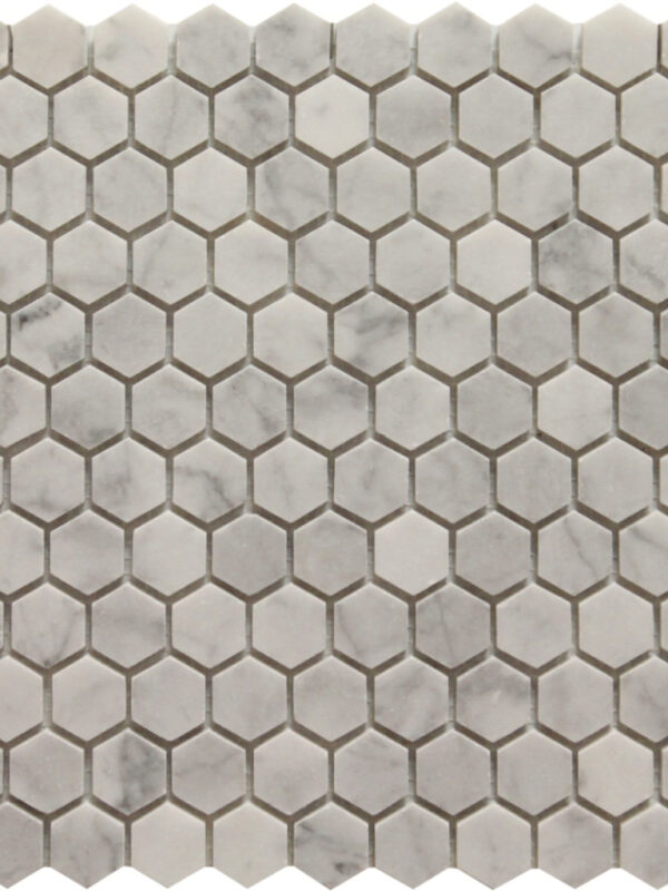 1×1 White Carrera Hexagon_TILE MOSAICS MARBLE LIMESTONE SSH-289 regiontile.com