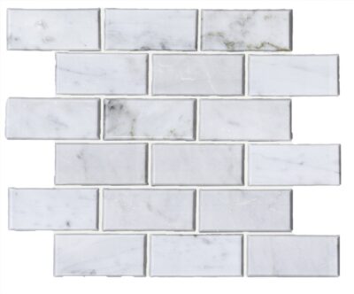 White Carrera Bevel Brick_TILE MOSAICS MARBLE LIMESTONE SSH-290 regiontile.com