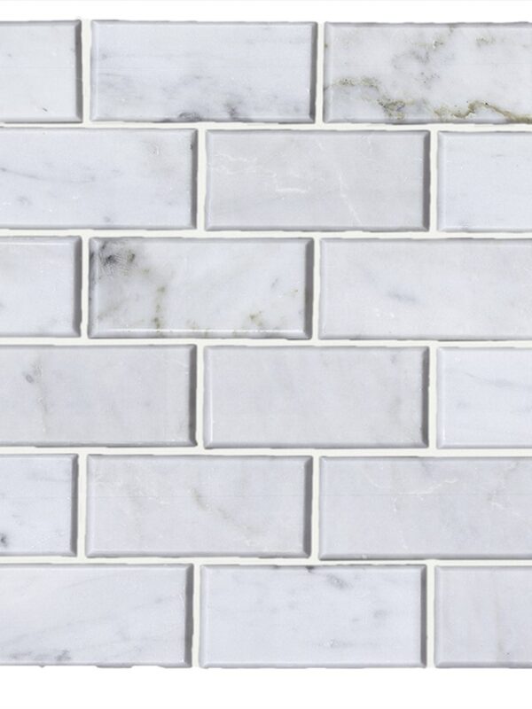 White Carrera Bevel Brick_TILE MOSAICS MARBLE LIMESTONE SSH-290 regiontile.com