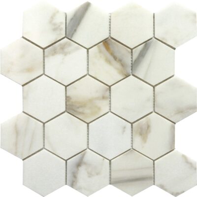 3×3 Calacutta Hexagon_TILE MOSAICS MARBLE LIMESTONE SSH-295 regiontile.COM