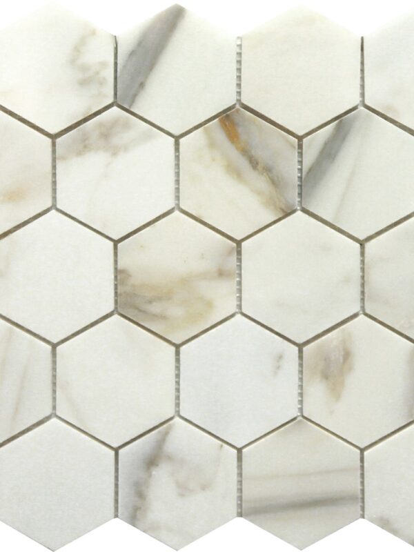 3×3 Calacutta Hexagon_TILE MOSAICS MARBLE LIMESTONE SSH-295 regiontile.COM