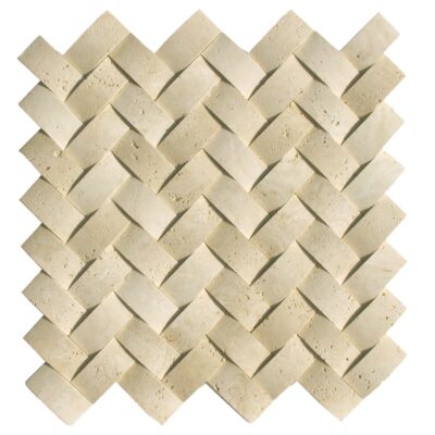 Ivory Concave Herringbone_TILE MOSAICS TRAVERTINE SSV-601 regiontile.com