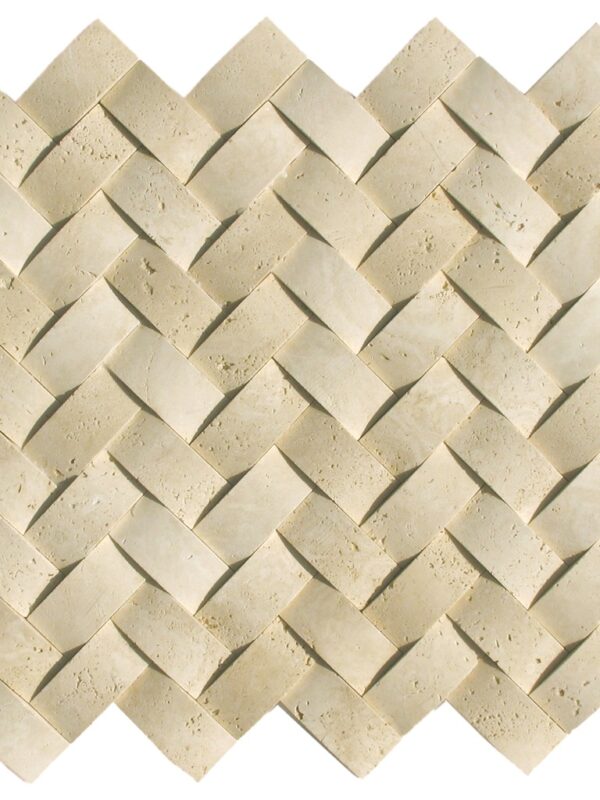 Ivory Concave Herringbone_TILE MOSAICS TRAVERTINE SSV-601 regiontile.com