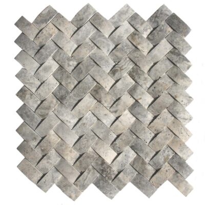 Silver Concave Herringbone_TILE MOSAICS TRAVERTINE SSV-604 regiontile