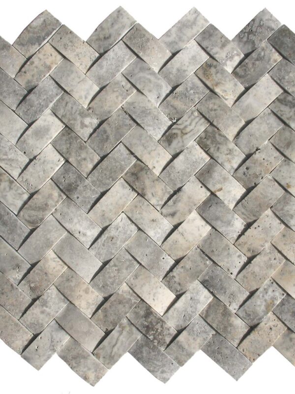 Silver Concave Herringbone_TILE MOSAICS TRAVERTINE SSV-604 regiontile