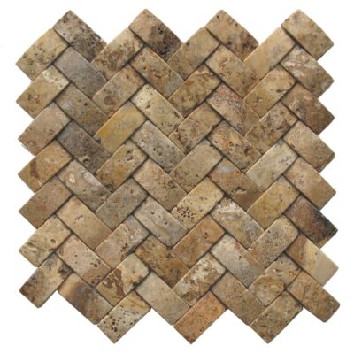 Yukon Concave Herringbone_TILE MOSAICS TRAVERTINE SSV-605 regiontile.com