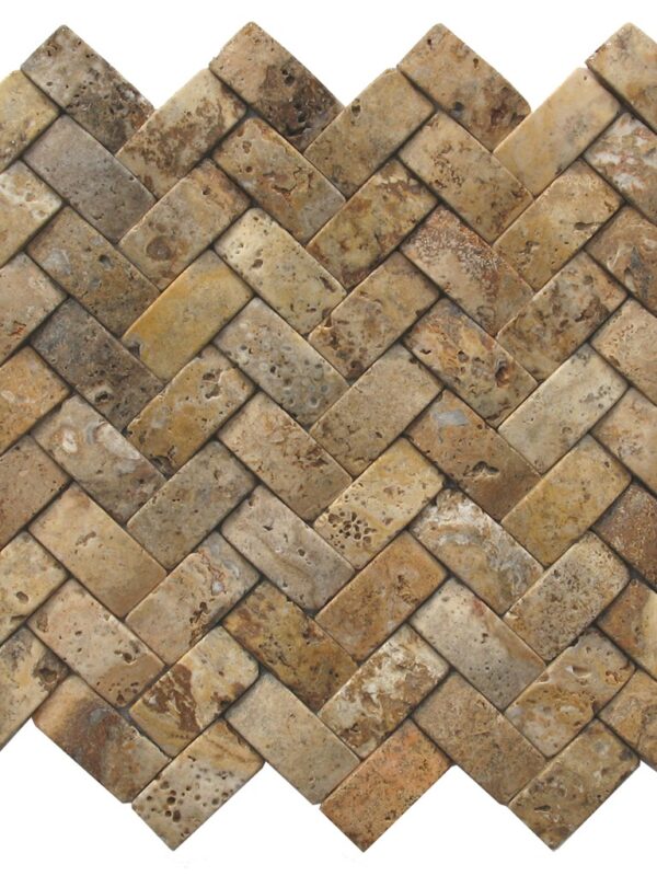 Yukon Concave Herringbone_TILE MOSAICS TRAVERTINE SSV-605 regiontile.com