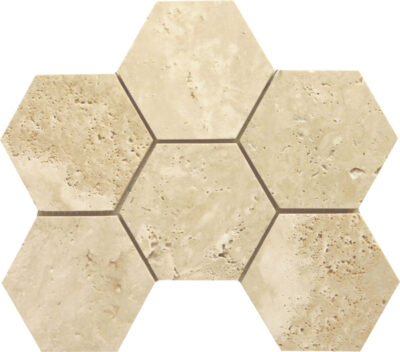 Ivory Hexagon Honed_TILE MOSAICS TRAVERTINE SSV-628 regiontile.com