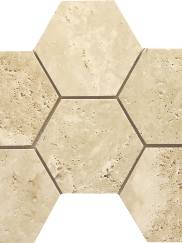 Ivory Hexagon Honed_TILE MOSAICS TRAVERTINE SSV-628 regiontile.com